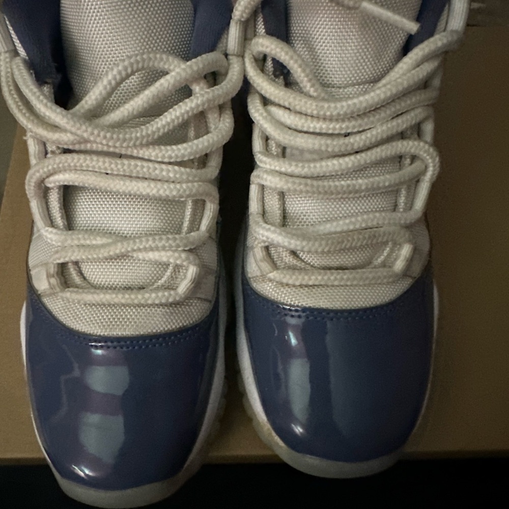 Blue and White Jordan Sneakers